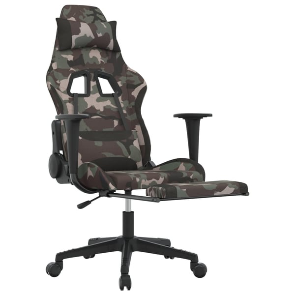 vidaXL gamingstol med massagefunktion + fodstøtte stof sort camouflage