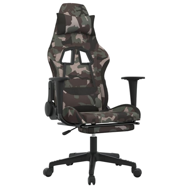 vidaXL gamingstol med massagefunktion + fodstøtte stof sort camouflage