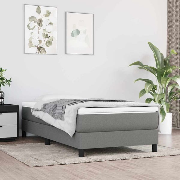 vidaXL Boxspring sengeramme Mørkegrå 80x200 cm Stof