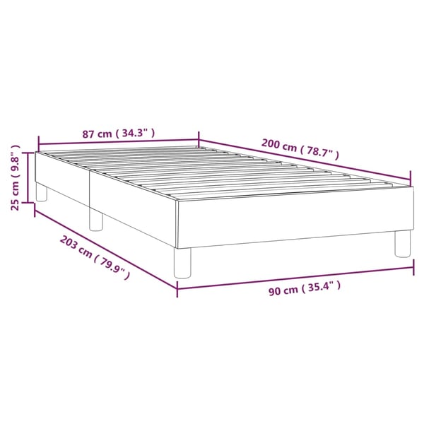 vidaXL Sängram ljusgrå 90x200 cm tyg