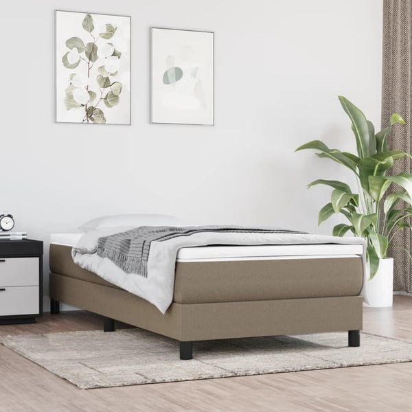 vidaXL Boxspring sengeramme Taupe 100x200 cm Stof
