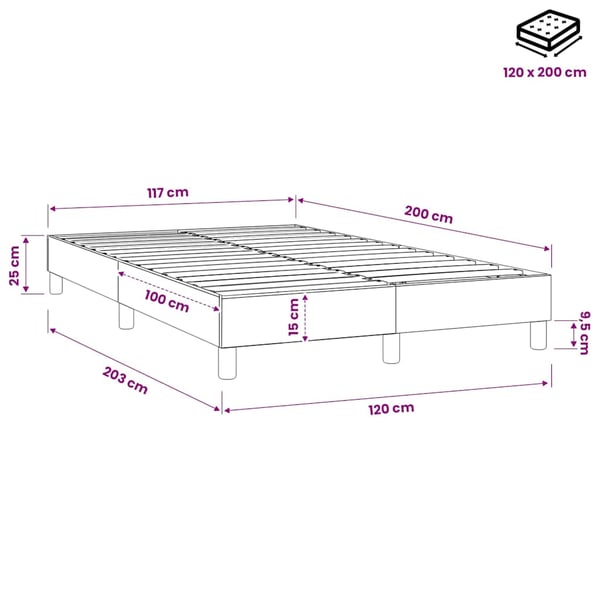 vidaXL Boxspring sengeramme Mørkegrå 120x200 cm Stof