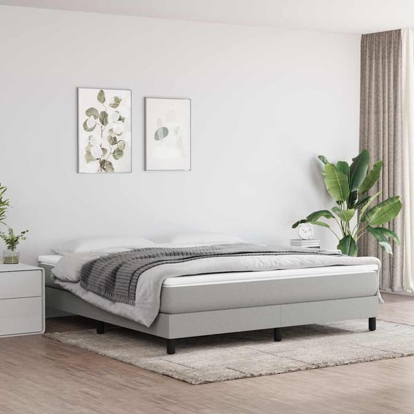 vidaXL Boxspring sengeramme 160x200 cm stof lysegrå