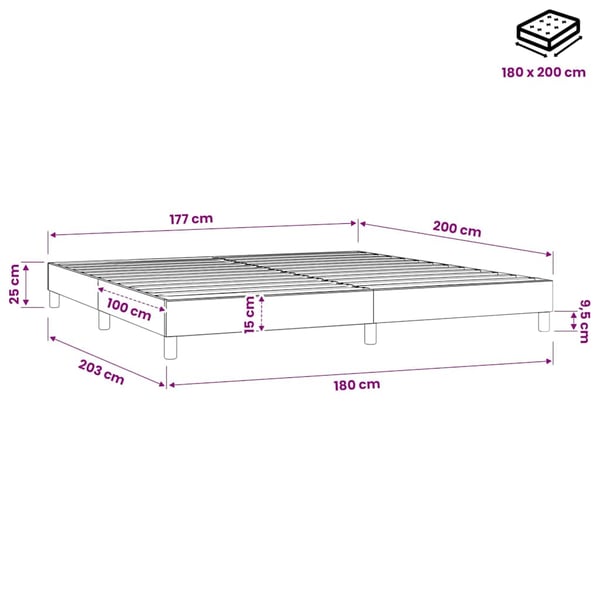 vidaXL Boxspring sengeramme 180x200 cm stof sort