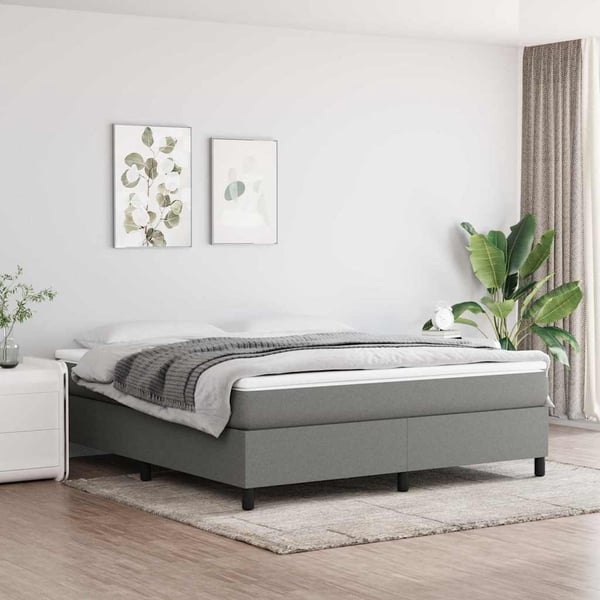 vidaXL Boxspring sengeramme 160x200 cm stof mørkegrå