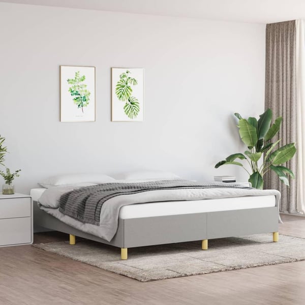 vidaXL Boxspring sengeramme 180x200 cm stof lysegrå