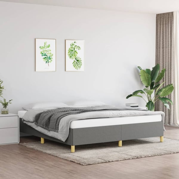 vidaXL Boxspring sengeramme 180x200 cm stof mørkegrå