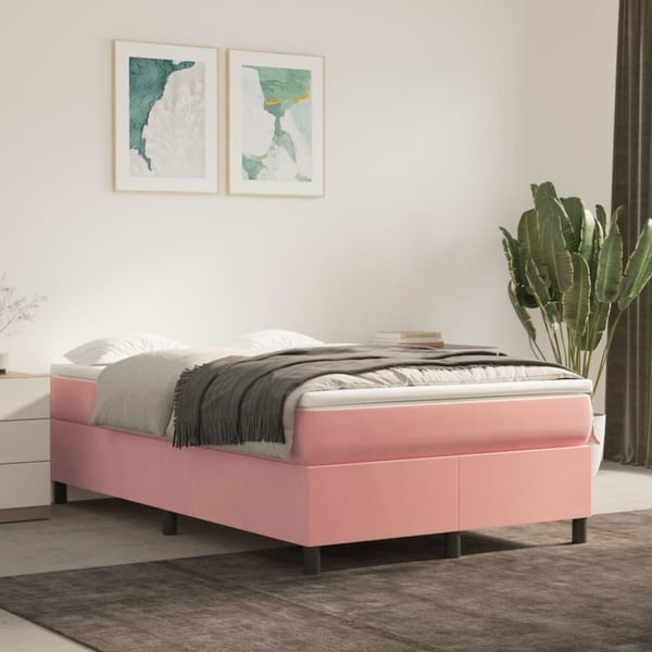 vidaXL Sängram rosa 120x200 cm sammet
