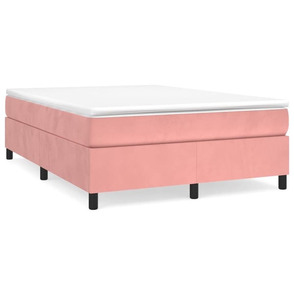 vidaXL Boxspring sengeramme 140x190 cm fløjl pink