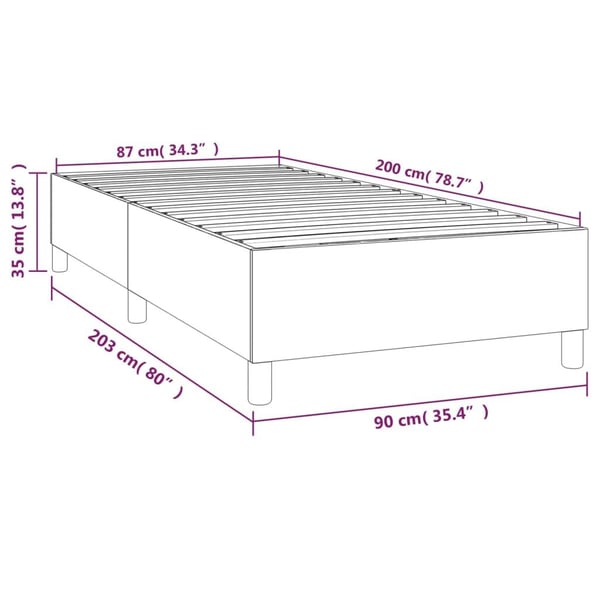 vidaXL Boxspring sengeramme Mørkegrå 90x200 cm Fløjl