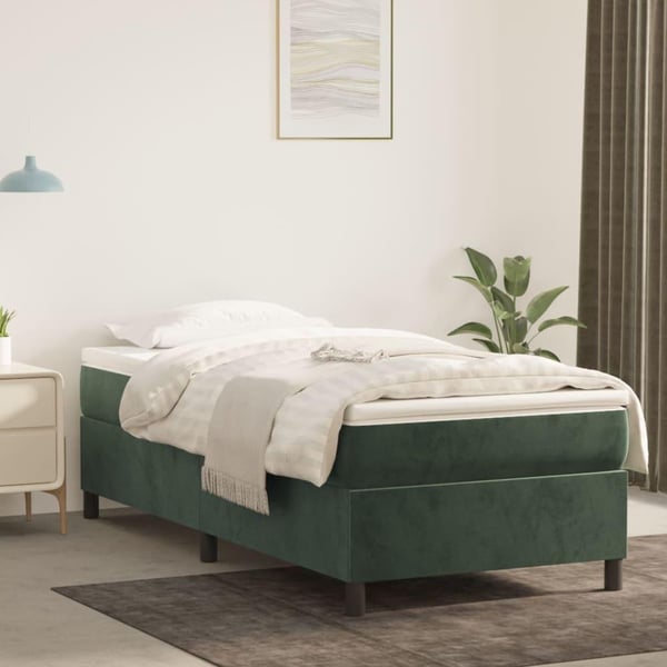 vidaXL Boxspring sengeramme Mørkegrøn 90x200 cm Fløjl