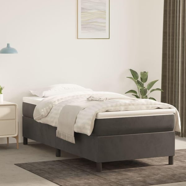 vidaXL Boxspring sengeramme Mørkegrå 100x200 cm Fløjl