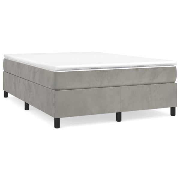 vidaXL Boxspring sengeramme Lysegrå 140x200 cm Fløjl