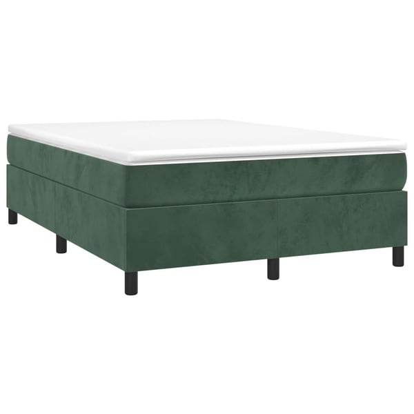 vidaXL Boxspring sengeramme Mørkegrøn 140x200 cm Fløjl