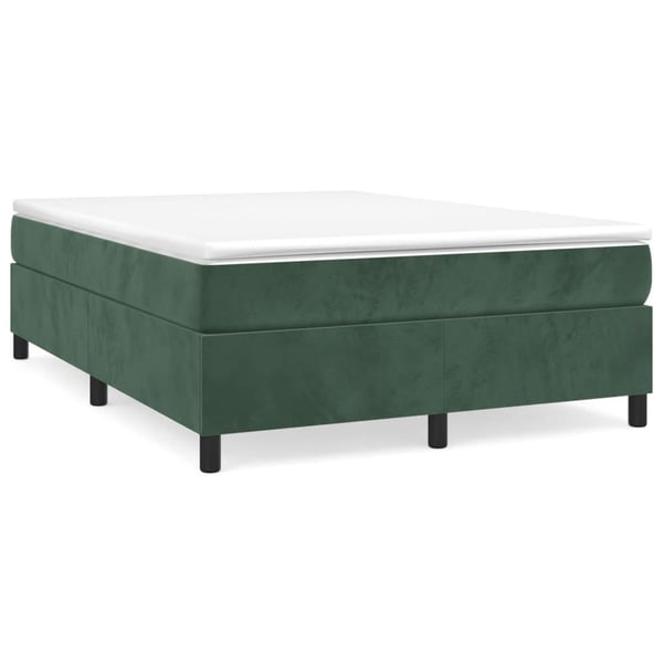 vidaXL Boxspring sengeramme Mørkegrøn 140x200 cm Fløjl