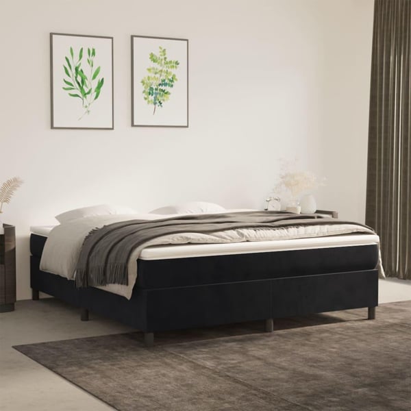 vidaXL Boxspring sengeramme Sort 180x200 cm Fløjl