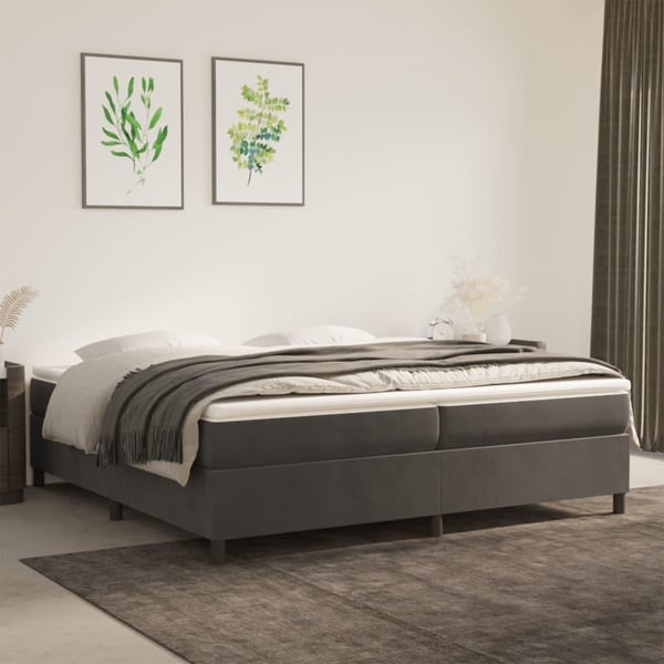 vidaXL Boxspring sengeramme Mørkegrå 200x200 cm Fløjl