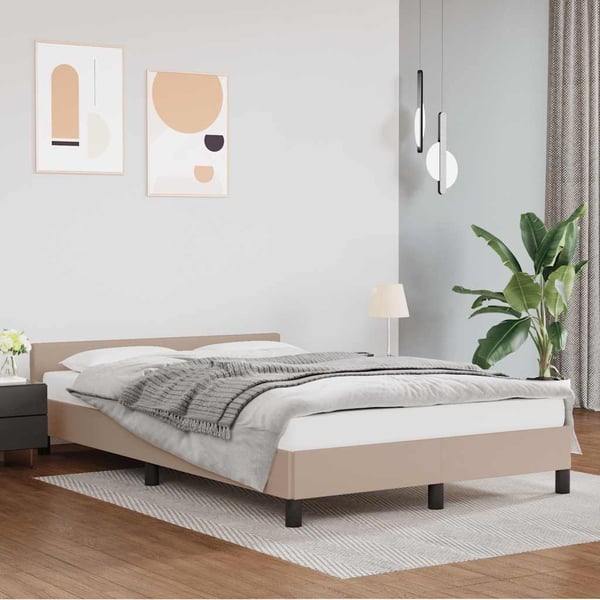 vidaXL Sengeramme med hovedgærde uden madras Cappuccino 120x200 cm