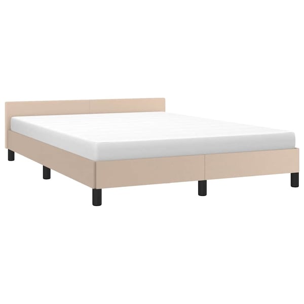 vidaXL sengeramme med sengegavl 140x200 cm kunstlæder cappuccinofarvet