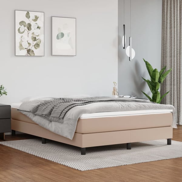 vidaXL springmadras m. pocketfjedre medium 140x190x20cm kunstlæder cappuccino