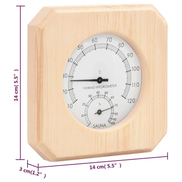 vidaXL 2-i-1 Hygrometer og timeglass til badstue heltre furu