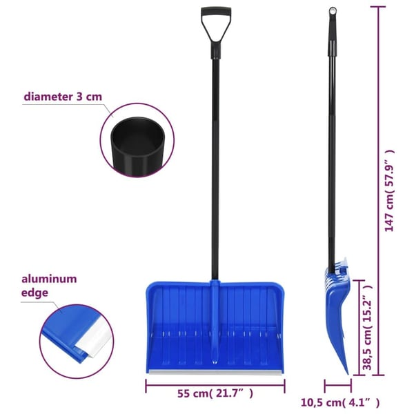 vidaXL sneskovl 147 cm metal blå