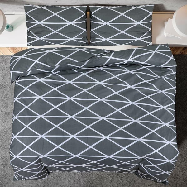 vidaXL sengetøj 200x200 cm bomuld grå