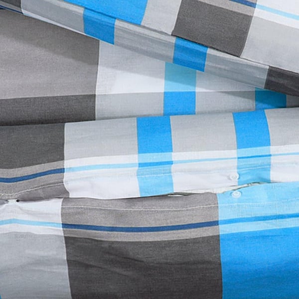 vidaXL sengetøj 200x200 cm bomuld blå og grå