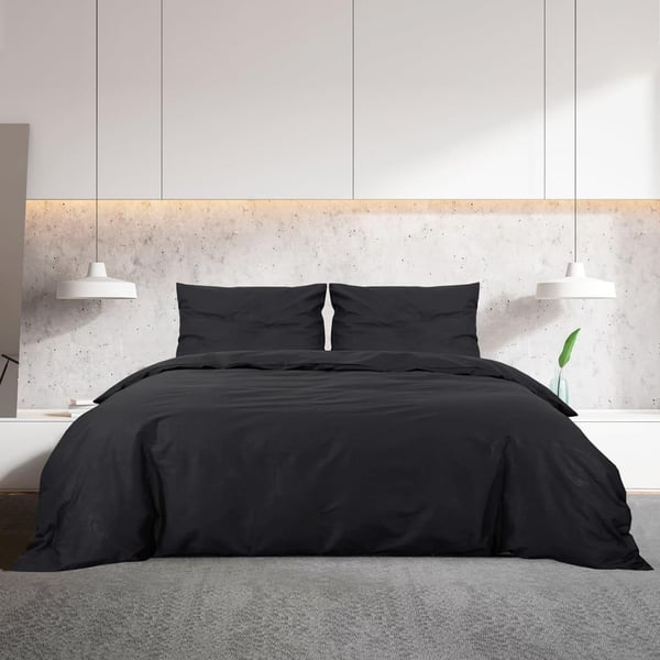 vidaXL sengetøj 240x220 cm bomuld sort