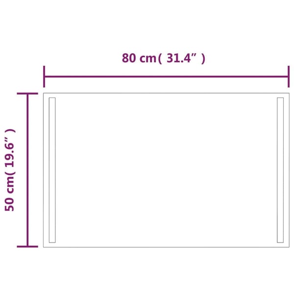 vidaXL Baderomsspeil med LED 80x50 cm