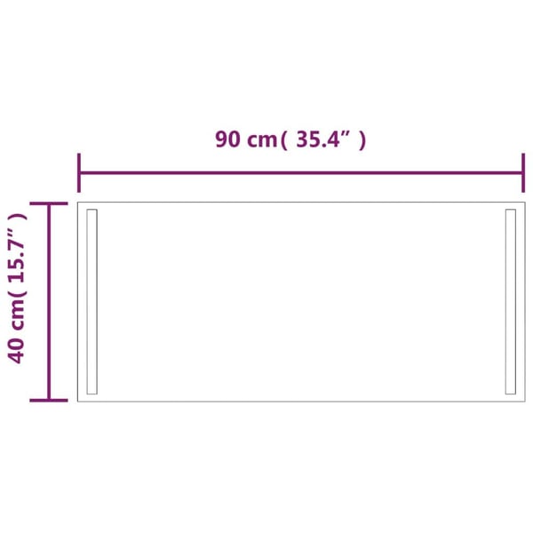 vidaXL Badrumsspegel LED 90x40 cm