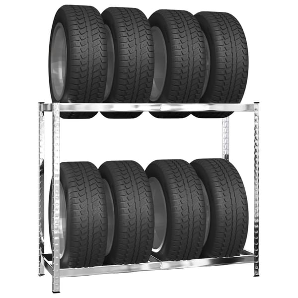 vidaXL Dekkstativer 2 lag 2 stk sølv 110x40x110 cm stål