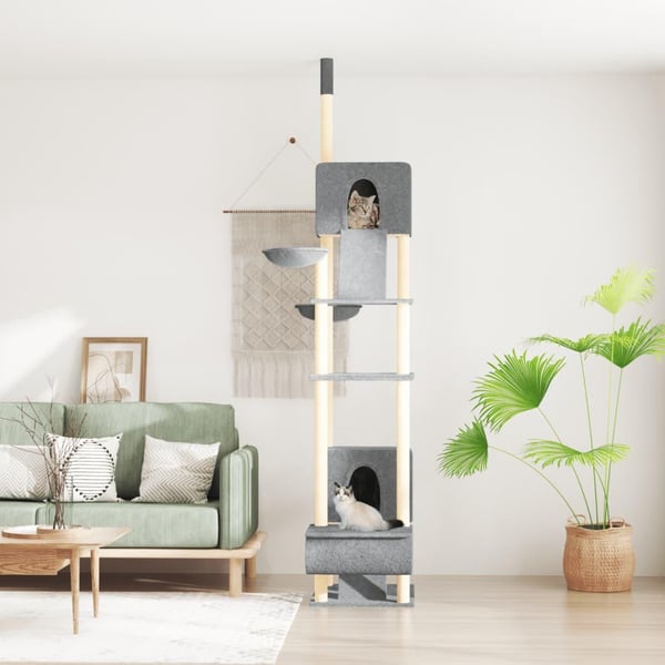 vidaXL Golv-till-tak klösträd ljusgrå 277-303 cm