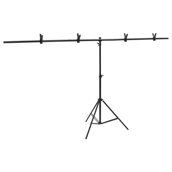 vidaXL T-formet baggrundsstativ 201x60x(70-200) cm sort