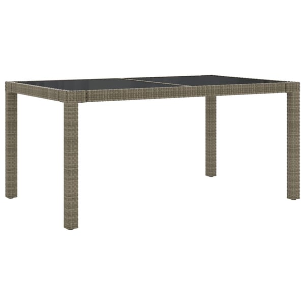 vidaXL Utebord 150x90x75 cm härdat glas och konstrotting grå