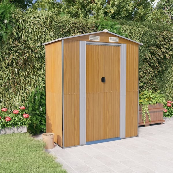 vidaXL haveskur 192x108x223 cm galvaniseret stål lysebrun