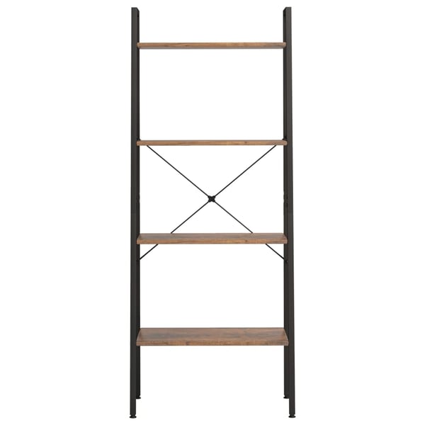 vidaXL Gulvhyller 4 etasjer mørkebrun og svart 56x35x140 cm