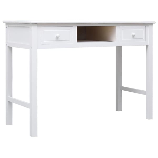 vidaXL skrivebord 108x45x76 cm massivt kejsertræ hvid