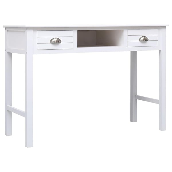 vidaXL skrivebord 108x45x76 cm massivt kejsertræ hvid