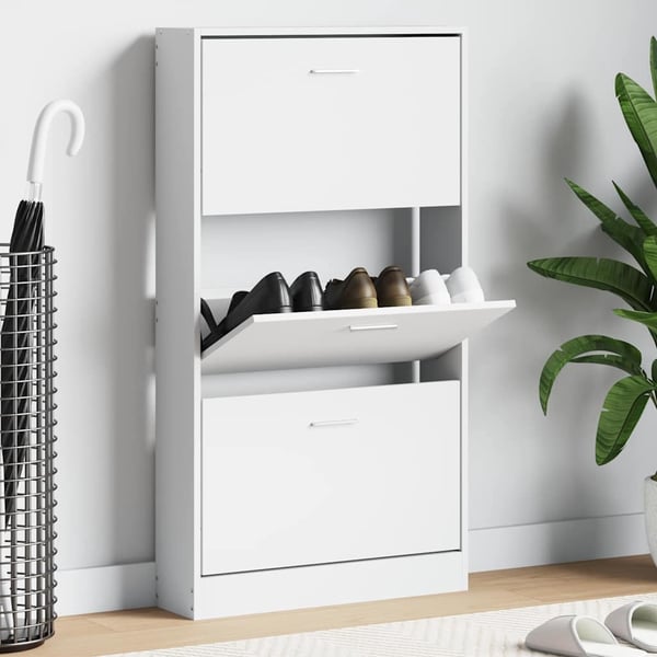 vidaXL Skoskap hvit 59x17x108 cm konstruert tre