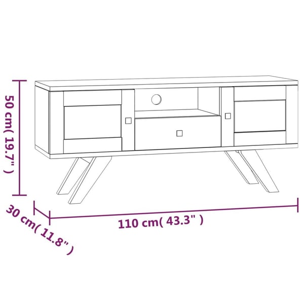 vidaXL TV-benk 110x30x50 cm heltre teak
