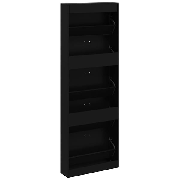 vidaXL Skoskap svart 59x17x169 cm konstruert tre