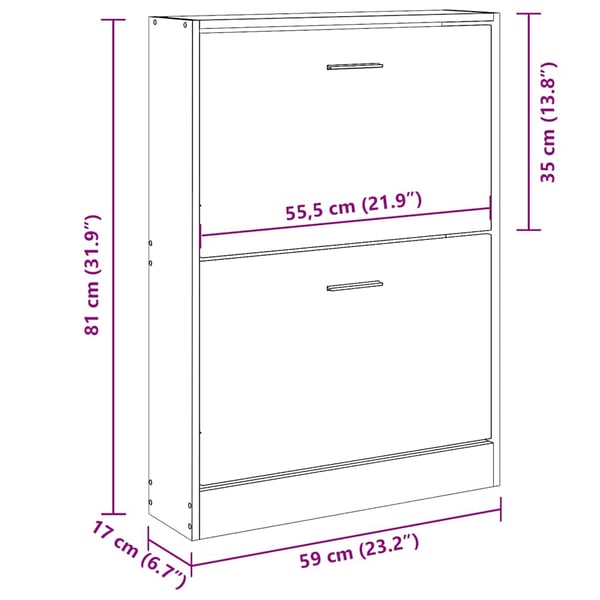 vidaXL Skoskap svart 59x17x81 cm konstruert tre