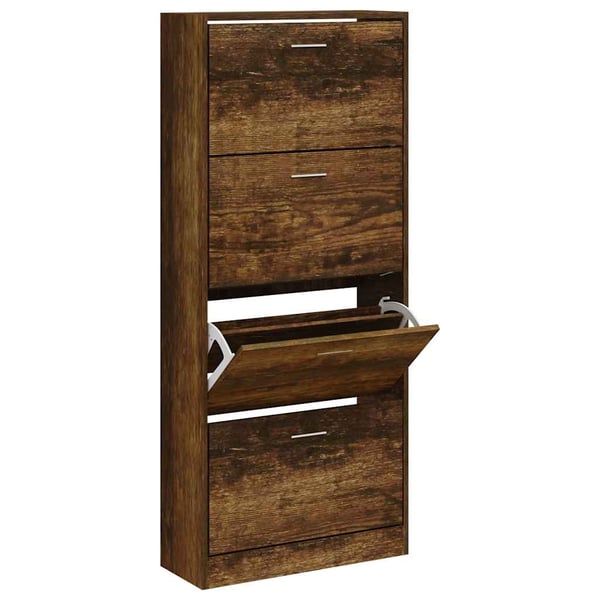 vidaXL Skoskap røkt eik 63x24x147 cm konstruert tre