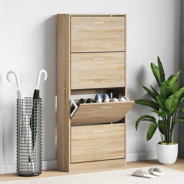 vidaXL Skoskap sonoma eik 63x24x147 cm konstruert tre