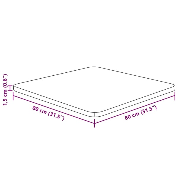 vidaXL Firkantet bordplate lysebrun 80x80x1,5 cm behandlet heltre eik