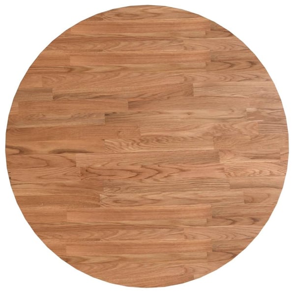 vidaXL Rund bordplate lysebrun Ø60x1,5 cm behandlet heltre eik