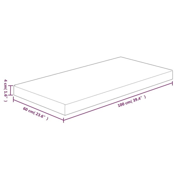 vidaXL Benkeplate til bad 100x60x4 cm ubehandlet heltre