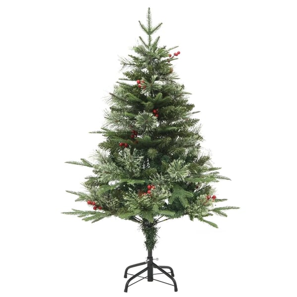 vidaXL juletræ med grankogler og lys PVC og PE 120 cm grøn