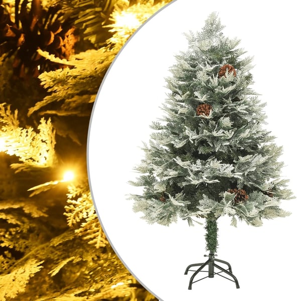 vidaXL juletræ med grankogler og lys PVC og PE 150 cm grøn